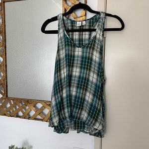 NWOT green/blue plaid tank top